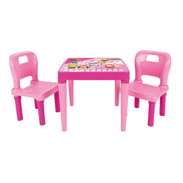 Kindersitzgruppe 2x Kinderstühle 1x Kindertisch, Kindermöbelset ab 3 Jahren, pink