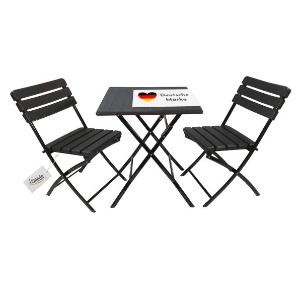 Balkonmöbel Set 3-teilig, klappbar, 2x Balkonstühle + 1x Balkontisch, Holzoptik