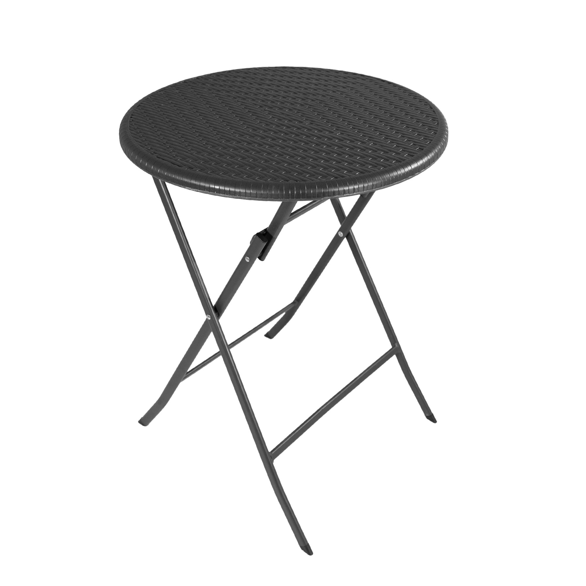 Klapptisch rund, Rattan-Optik, 60 cm, Balkontisch, klappbar